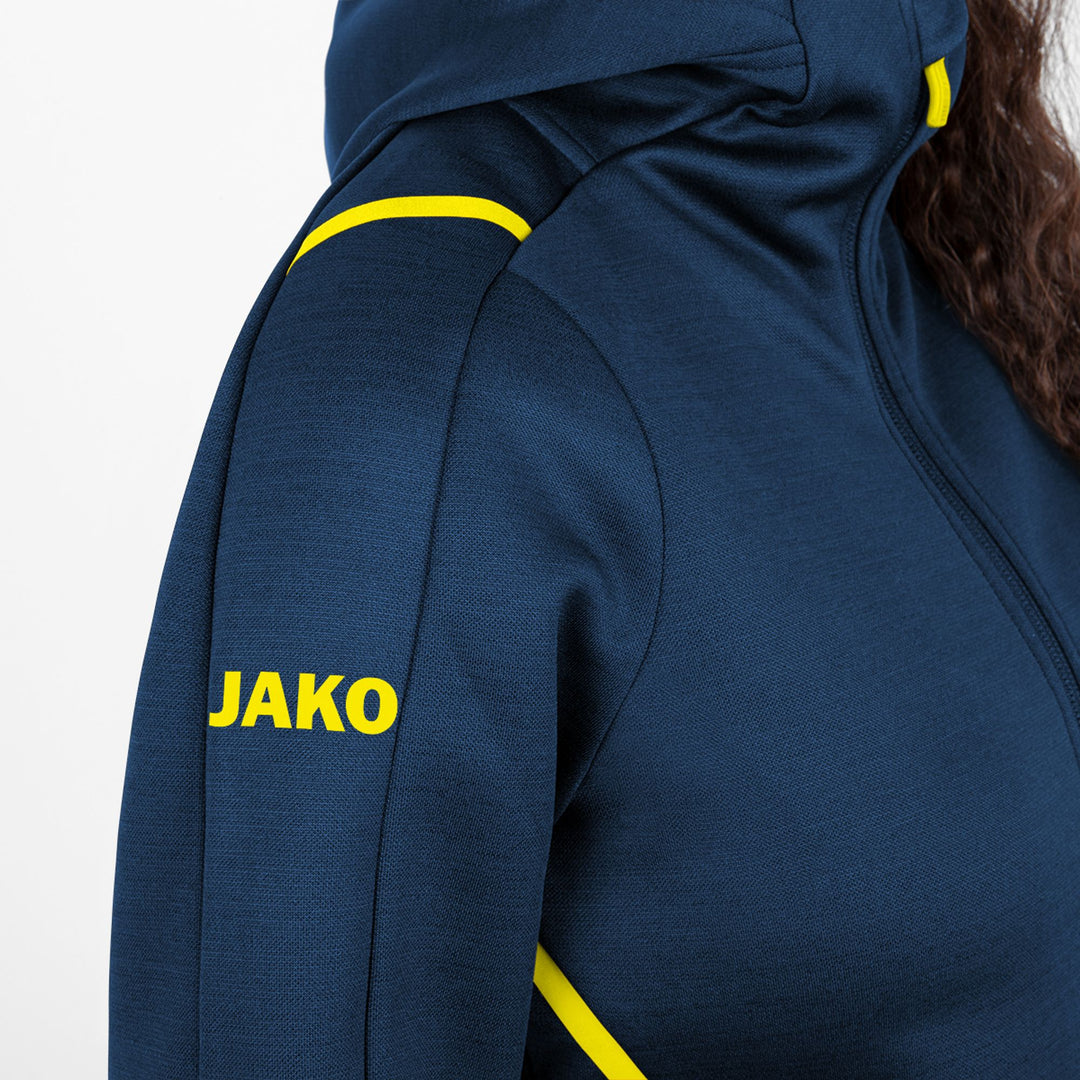 Jako Freizeitjacke Challenge Mit Kapuze - marine meliert/neongelb
