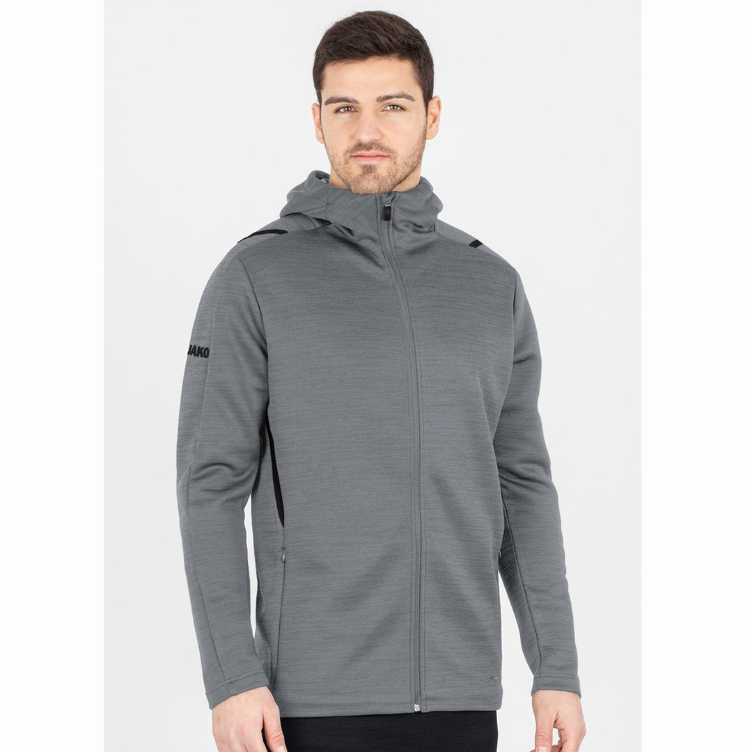 Jako Freizeitjacke Challenge Mit Kapuze - steingrau meliert/schwarz