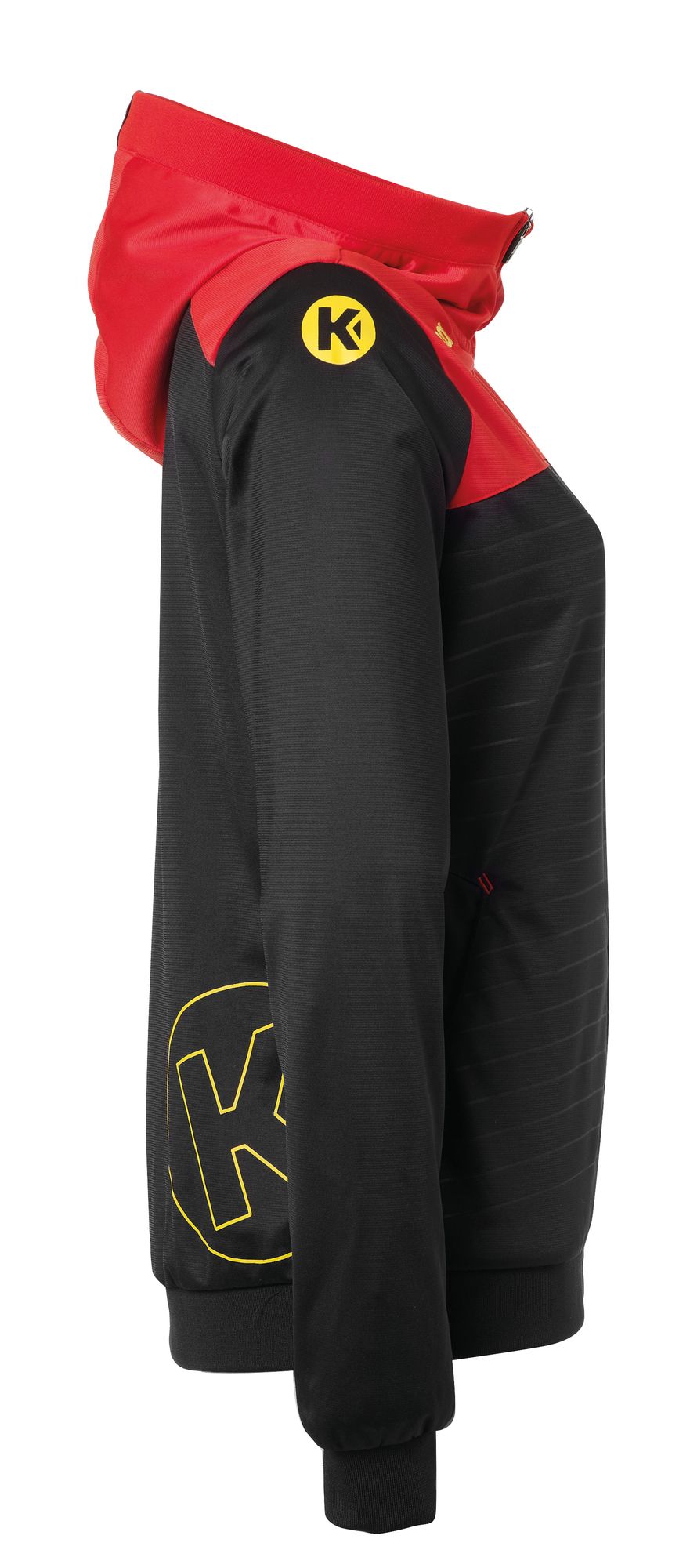 Kempa EMOTION 2.0 HOOD JACKET WOMEN - schwarz/rot/gelb