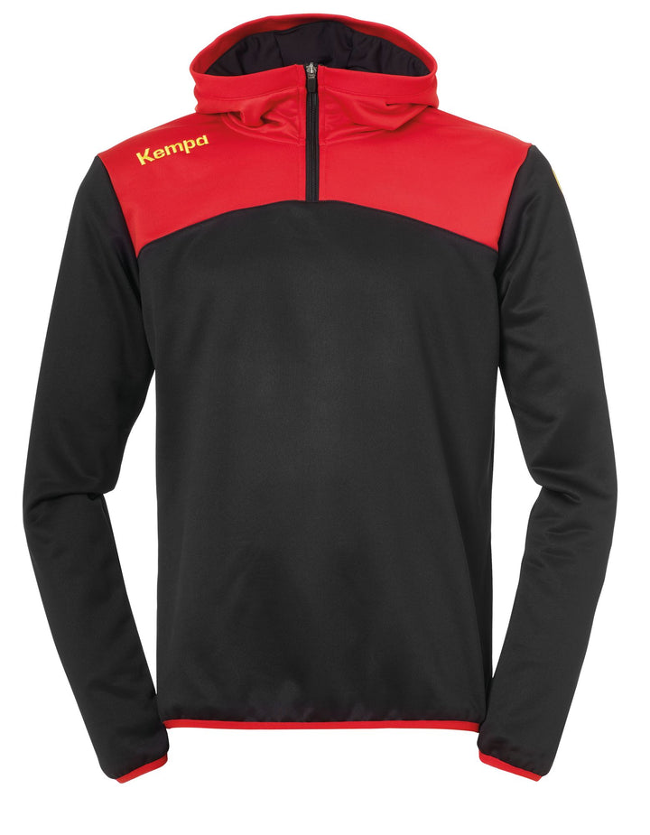 Kempa EMOTION 2.0 QUARTER ZIP HOODY - schwarz/rot/gelb