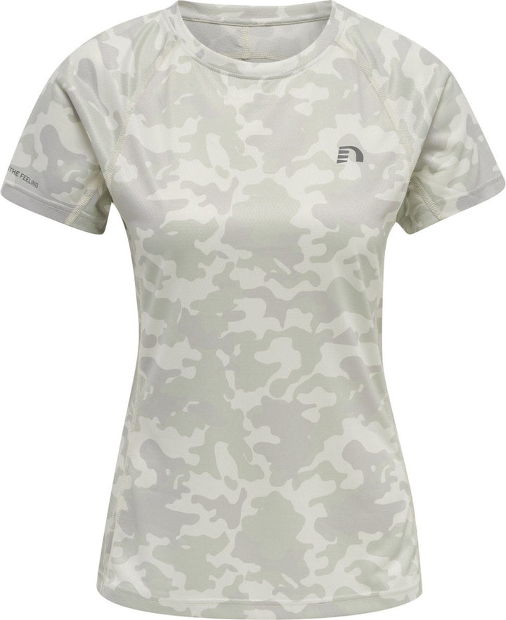 newline Women Running T-Shirt S/S - oyster mushroom aop