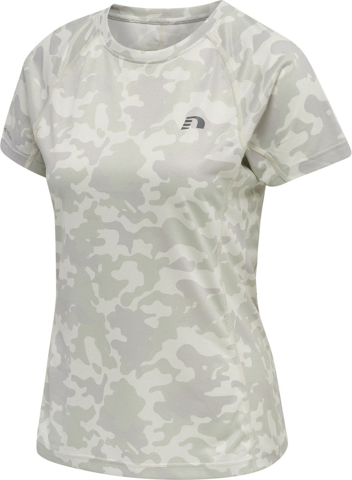 newline Women Running T-Shirt S/S - oyster mushroom aop