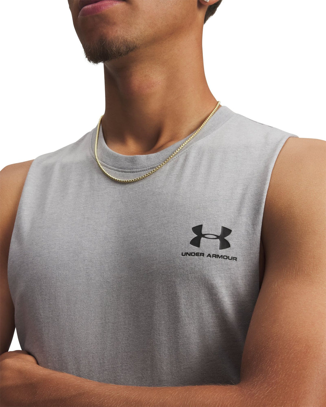 Under Armour Ua Left Chest Cut Off Tank - steel light heather