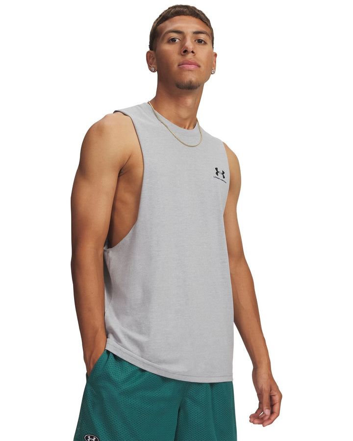 Under Armour Ua Left Chest Cut Off Tank - steel light heather