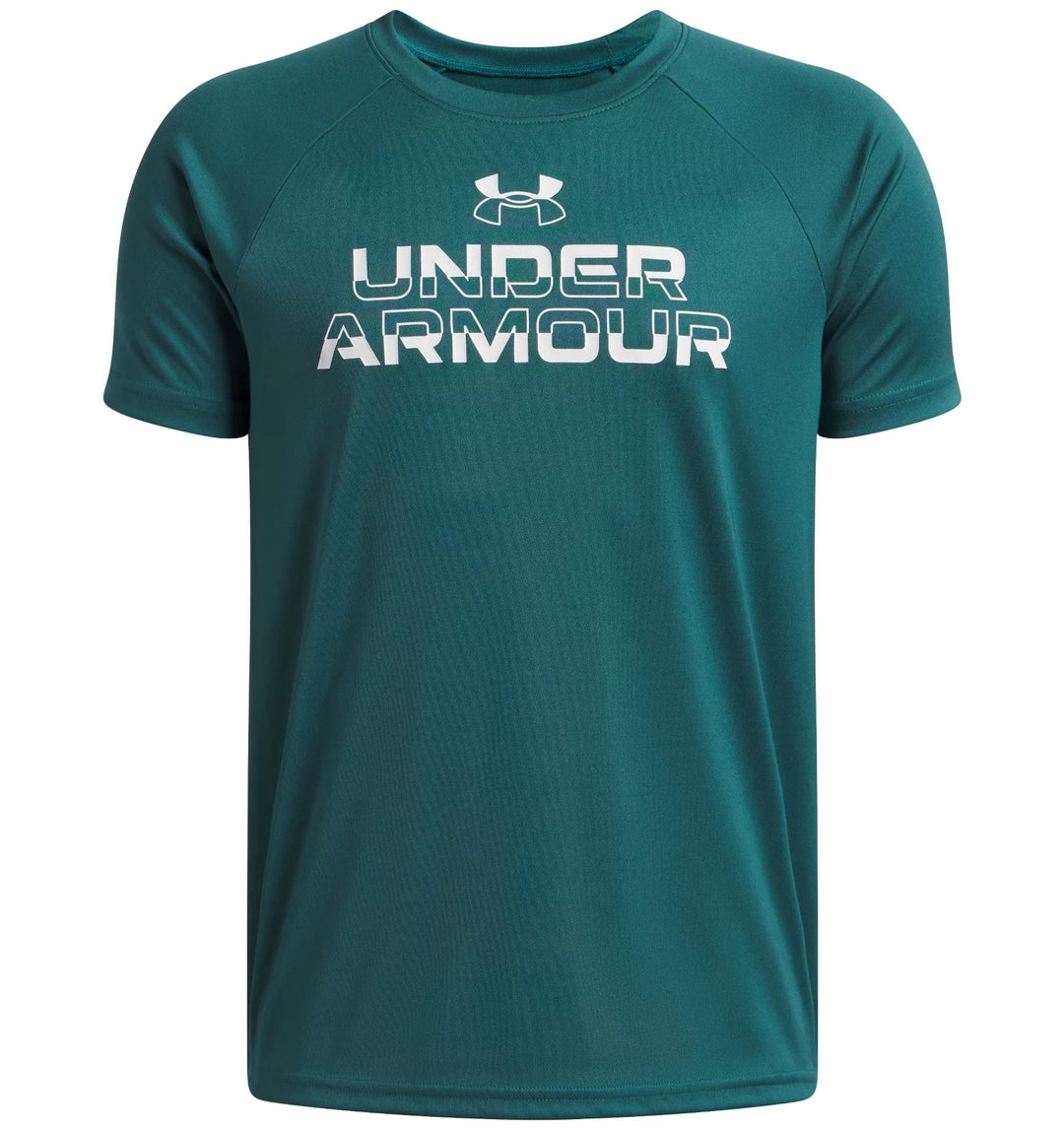 Under Armour Ua Tech Split Wordmark Ss - rack green