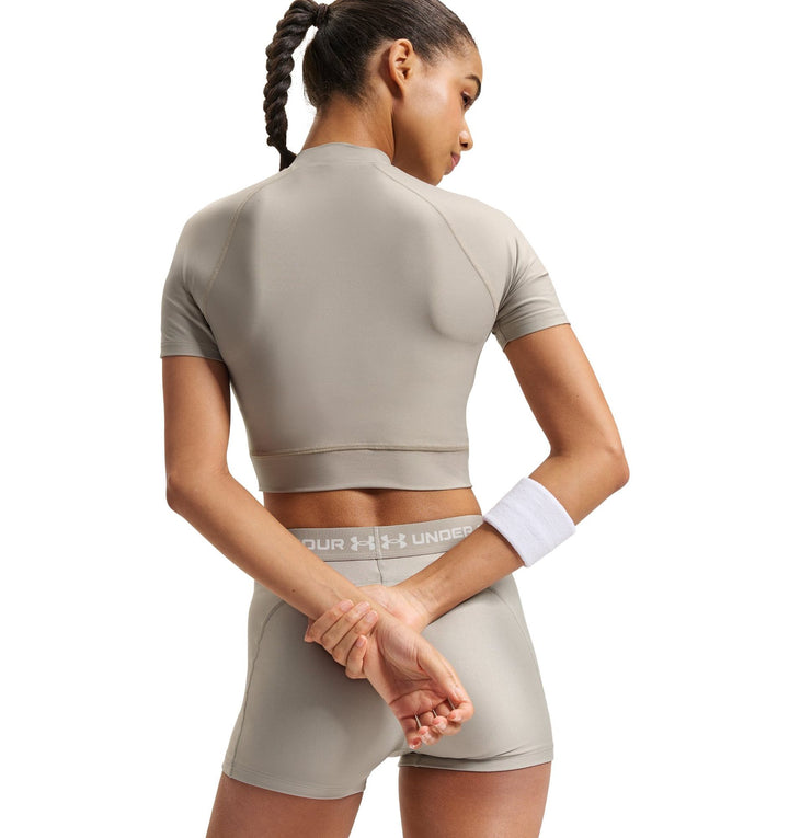 Under Armour Heatgear Crop Mock Ss - timberwolf taupe