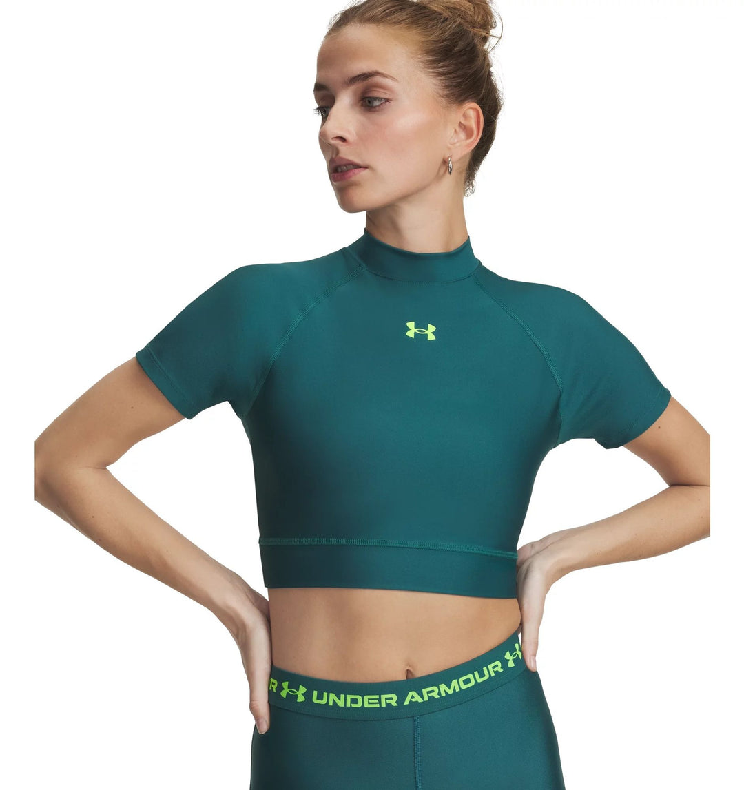 Under Armour Heatgear Crop Mock Ss - rack green