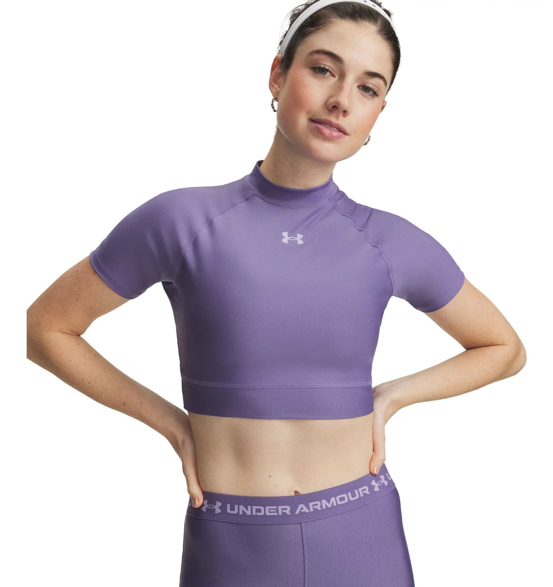 Under Armour Heatgear Crop Mock Ss - purple luxe
